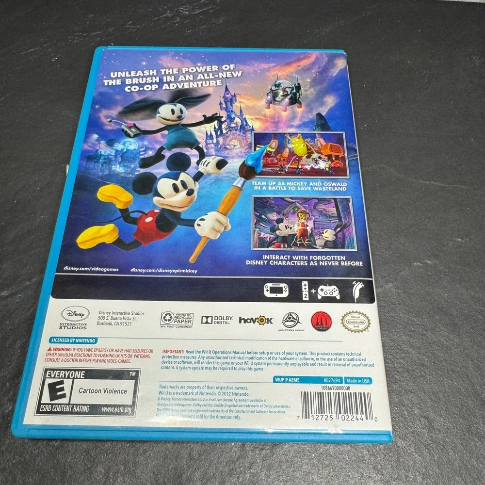 Disney Epic‎ Mickey 2 The Power of Two Nintendo Wii U Video Game with Manual